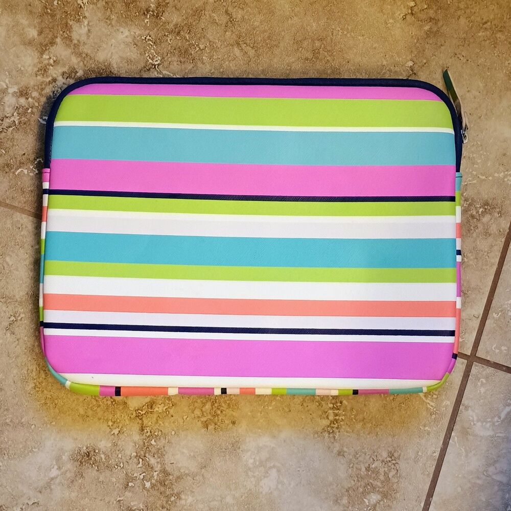 Studio C Pick Up Line Striped Laptop Sleeve With Polka Dot Interior